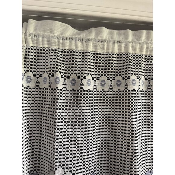 Lace Kitchen Cream & Blue Curtain Valance 27"W X 25"L Hearts Flowers Design - Picture 3 of 7